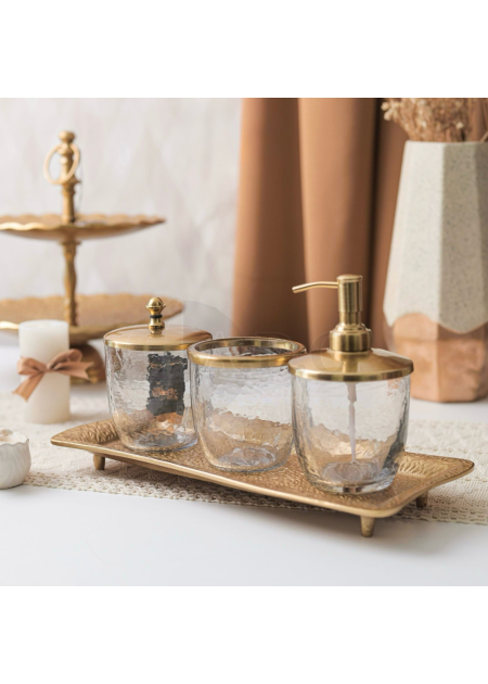 طقم حمام قزاز مع صينية ذهبي